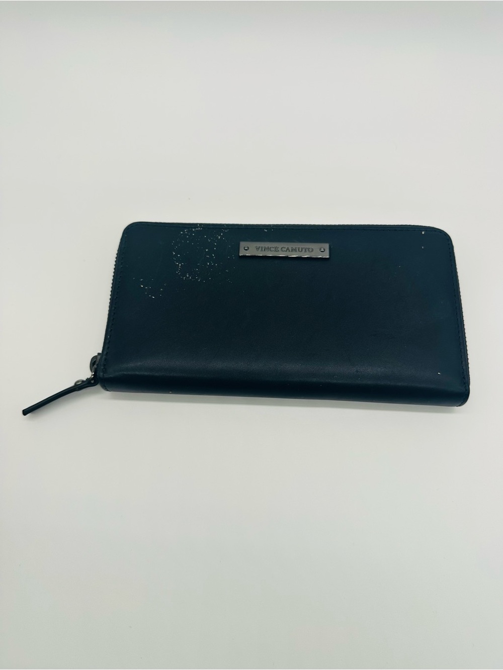 Vince Camuto Black Leather Zip-Around Wallet